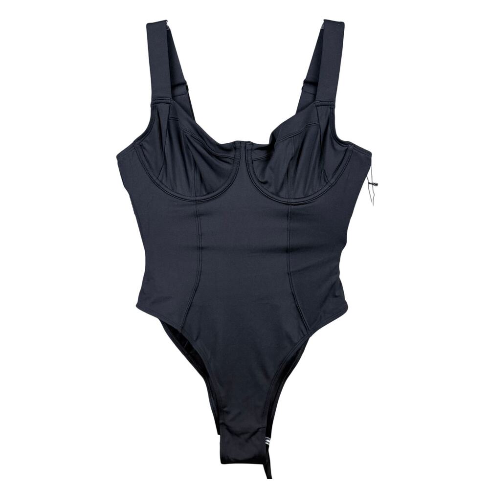 TA3 Hi Cut Lifty Black One-Piece Corset Lace-Up Underwire SMALL B/C Cup
